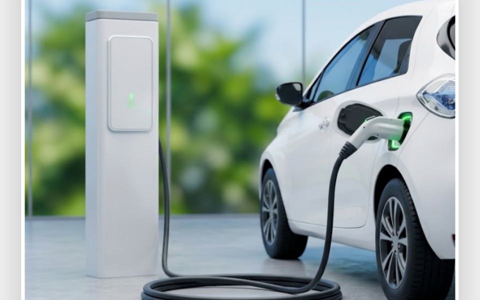 Carro elétrico conectado a um carregador wallbox
